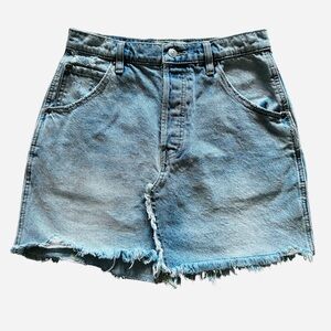 Free People We the Free Distressed Boho Denim Raw Hem Mini Skirt Y2K Sz 28